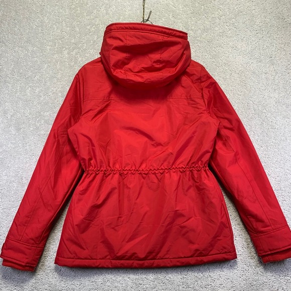 Abercrombie & Fitch Jacket Womens Small Red Hooded Parka Water Wind Resistant - Picture 16 of 16